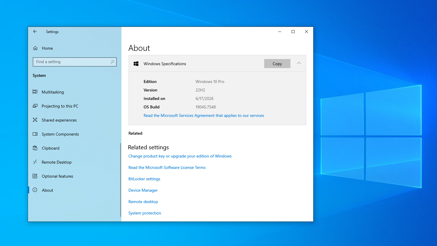 Windows 10 Build 19045.7548