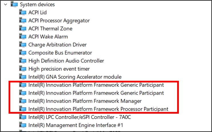 Intel Innovation Platform Framework Processor Participant driver