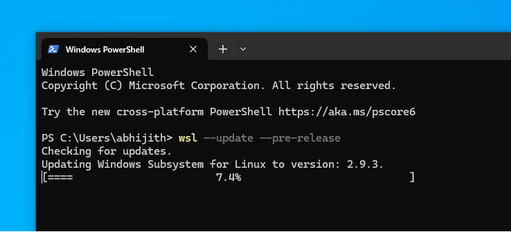 在 Windows 10 中更新 WSL
