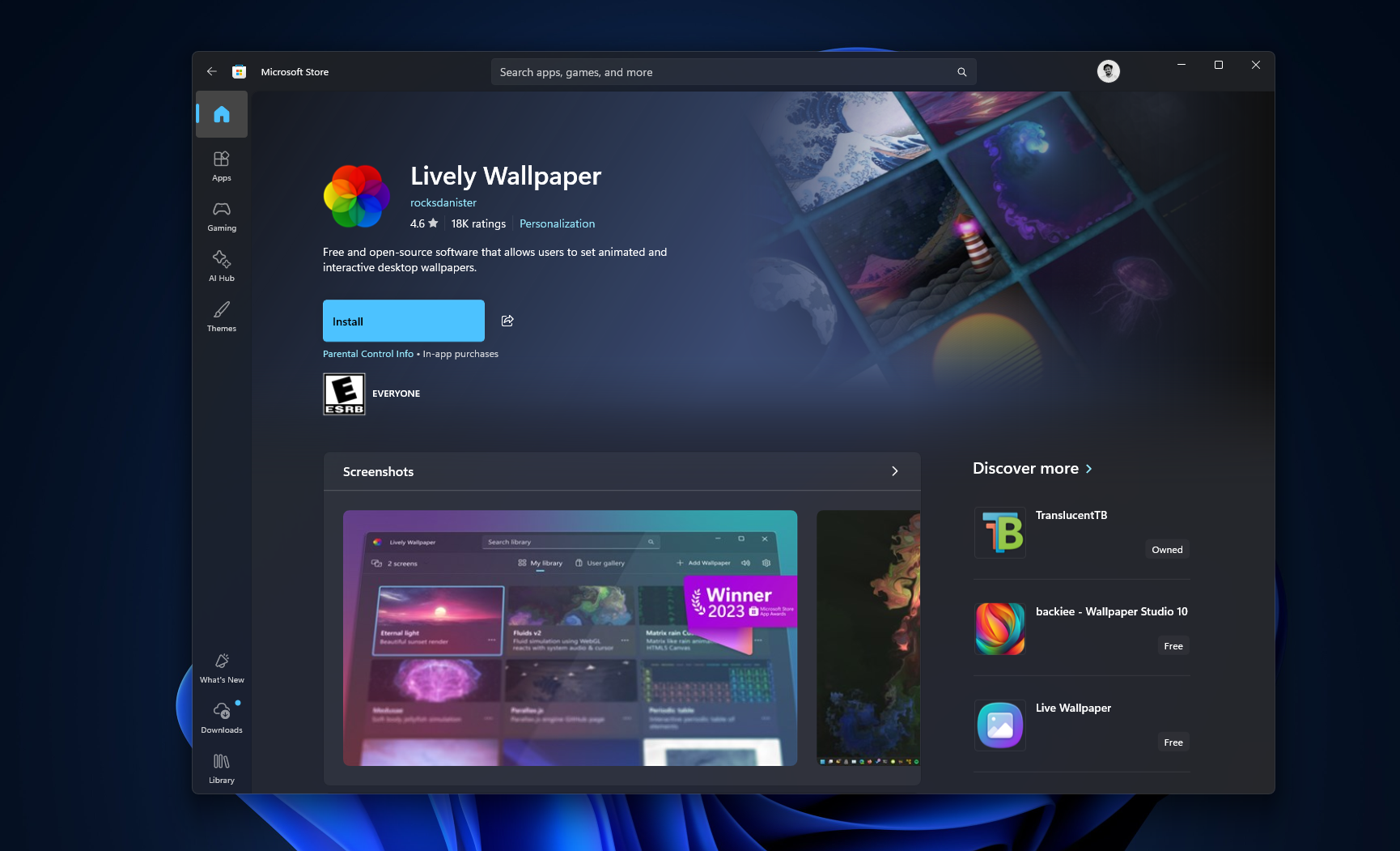 Lively Wallpaper in Microsoft Store is the only correct place to download the app