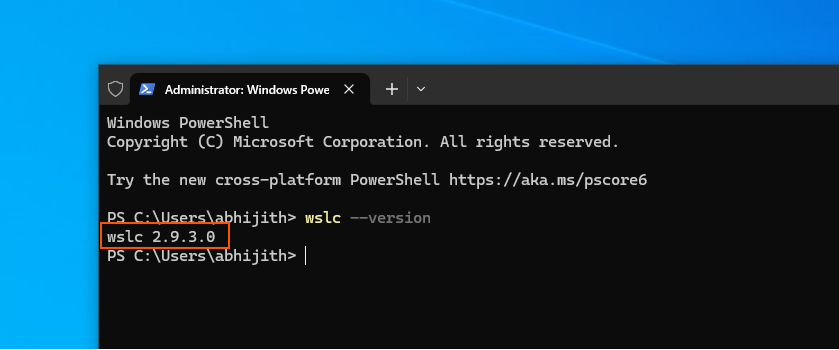 已确认 WSLc 版本 2.9.3.0