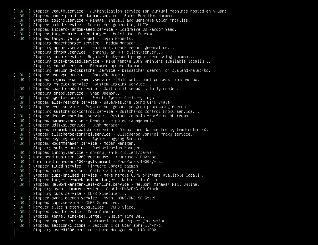 Linux shutting down