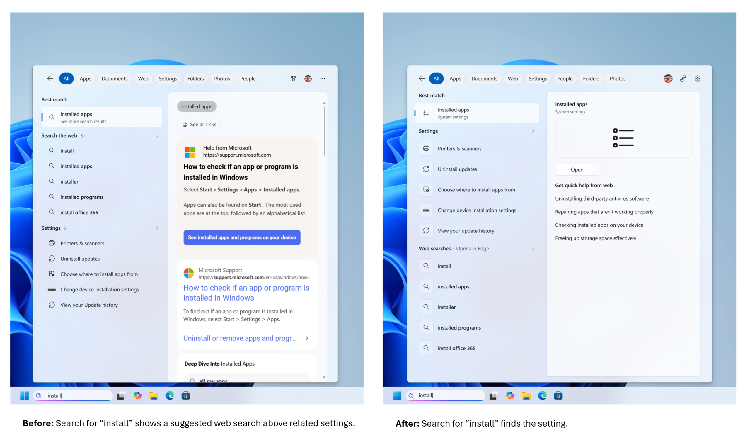 Search 显示 Windows 设置而不是网页结果