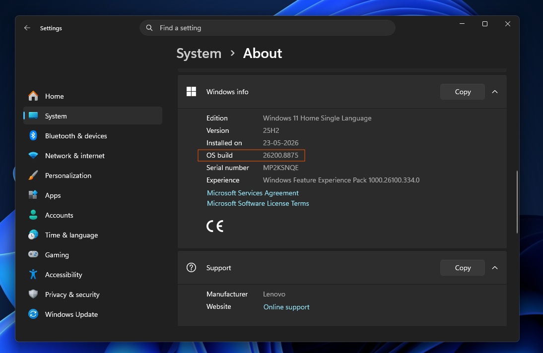 Windows 11 Build 26200.8875