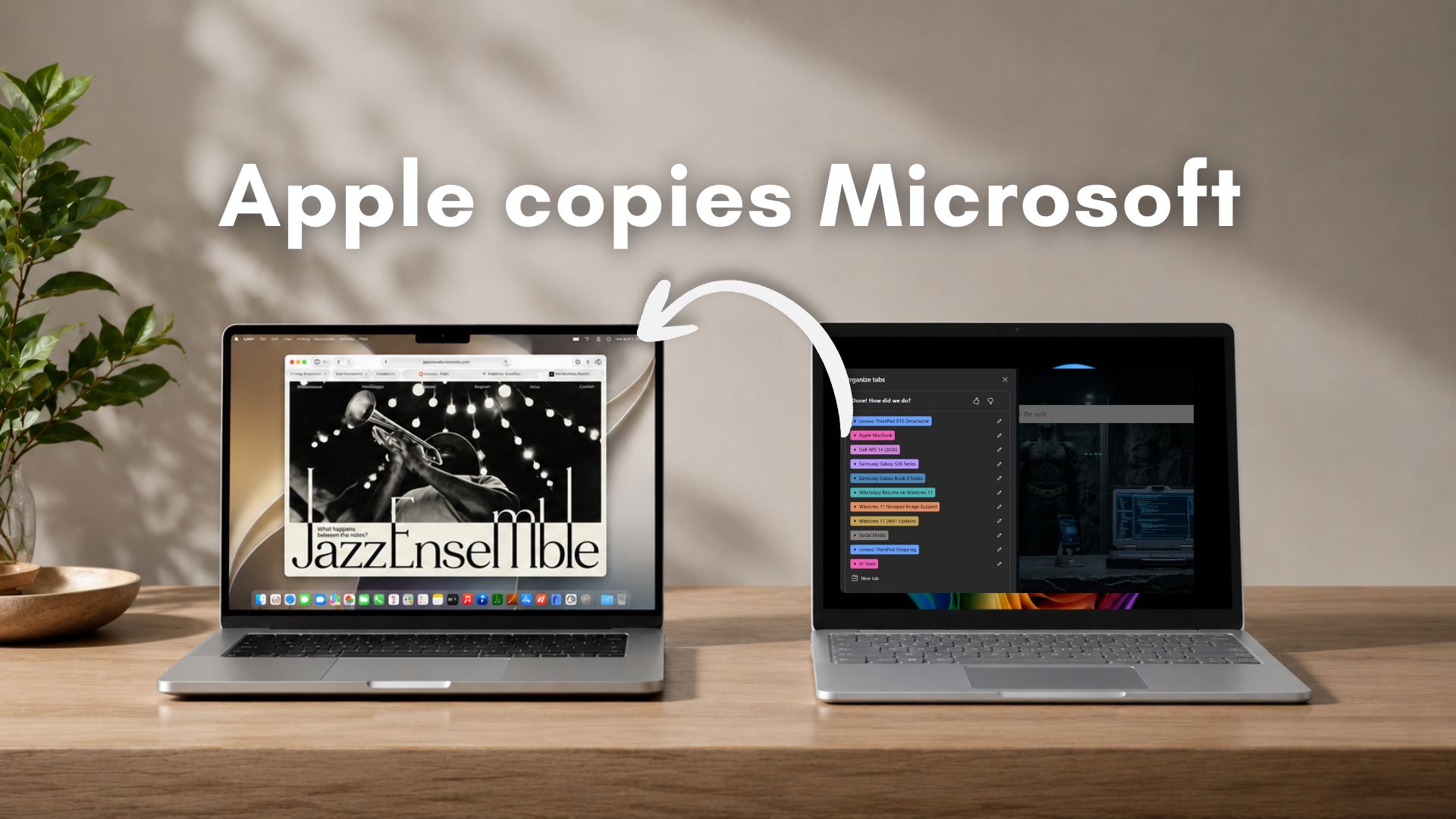 Apple copied Microsoft Edge's Tab Organizing feature and made a less powerful version for Safari browser