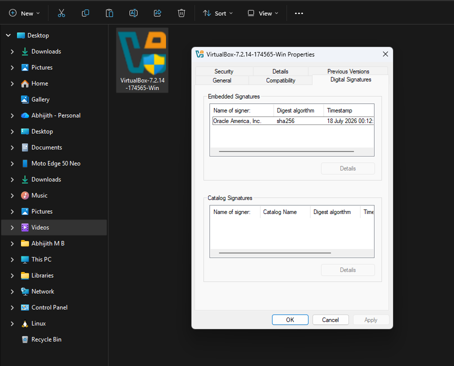 Checking Digital Signature of exe file