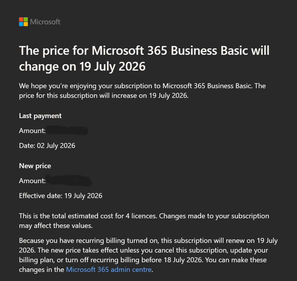 Microsoft 365 price increase