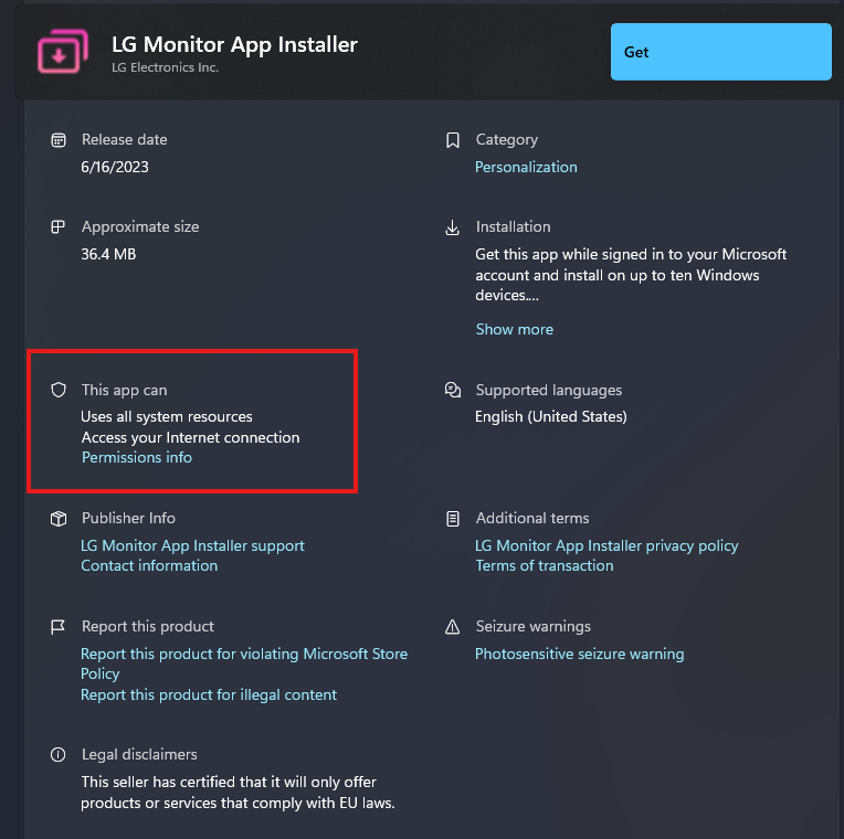 LG Monitor App Installer 可访问所有系统资源