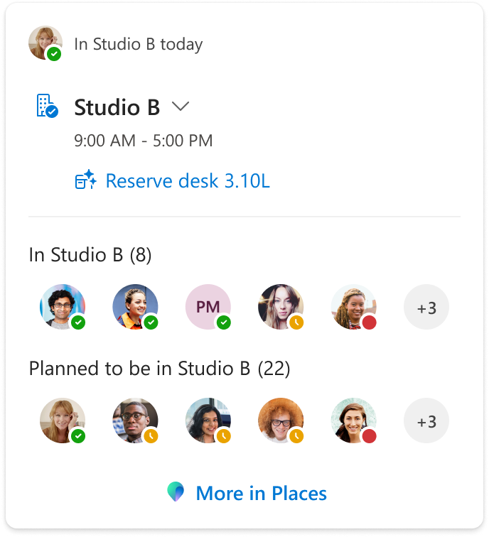 Teams workplace check-in feature