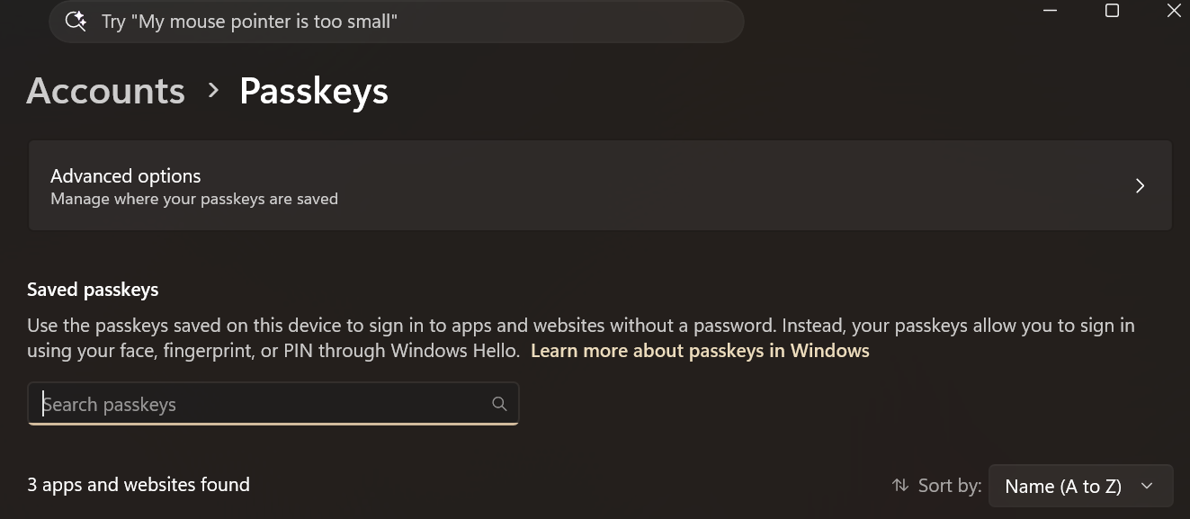 Passkeys in Windows 11