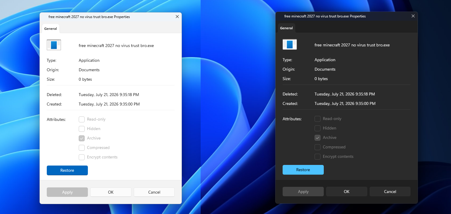 Properties tab in dark mode in Windows 11