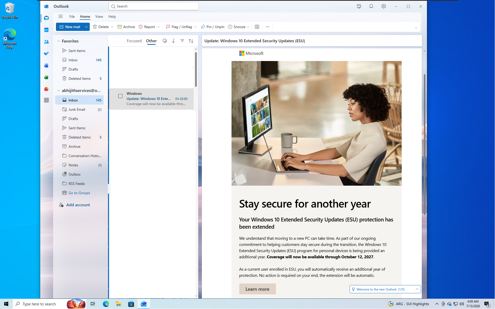 Microsoft 向用户发送 Windows 10 ESU 延长邮件