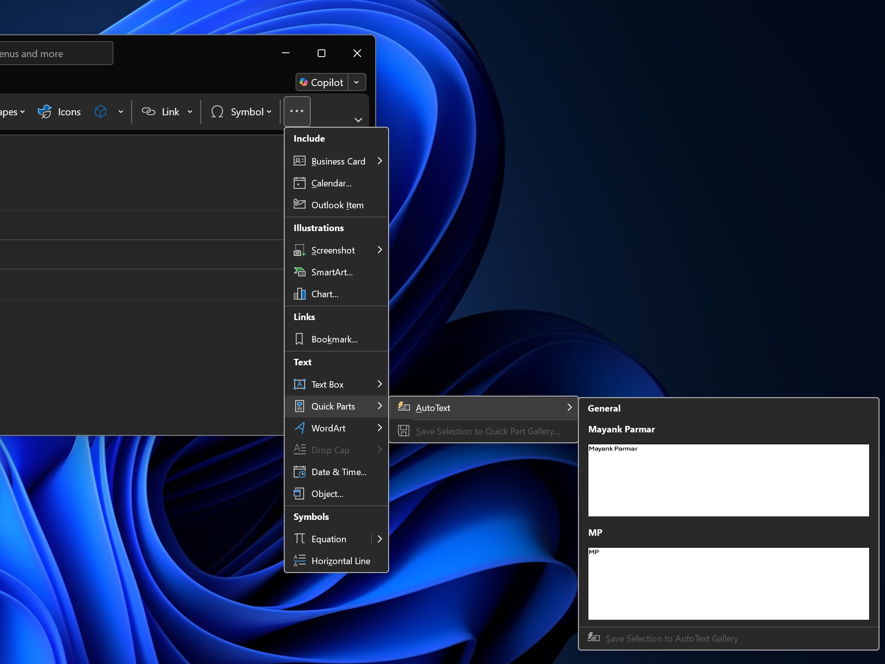 Outlook Classic Quick Parts on Windows