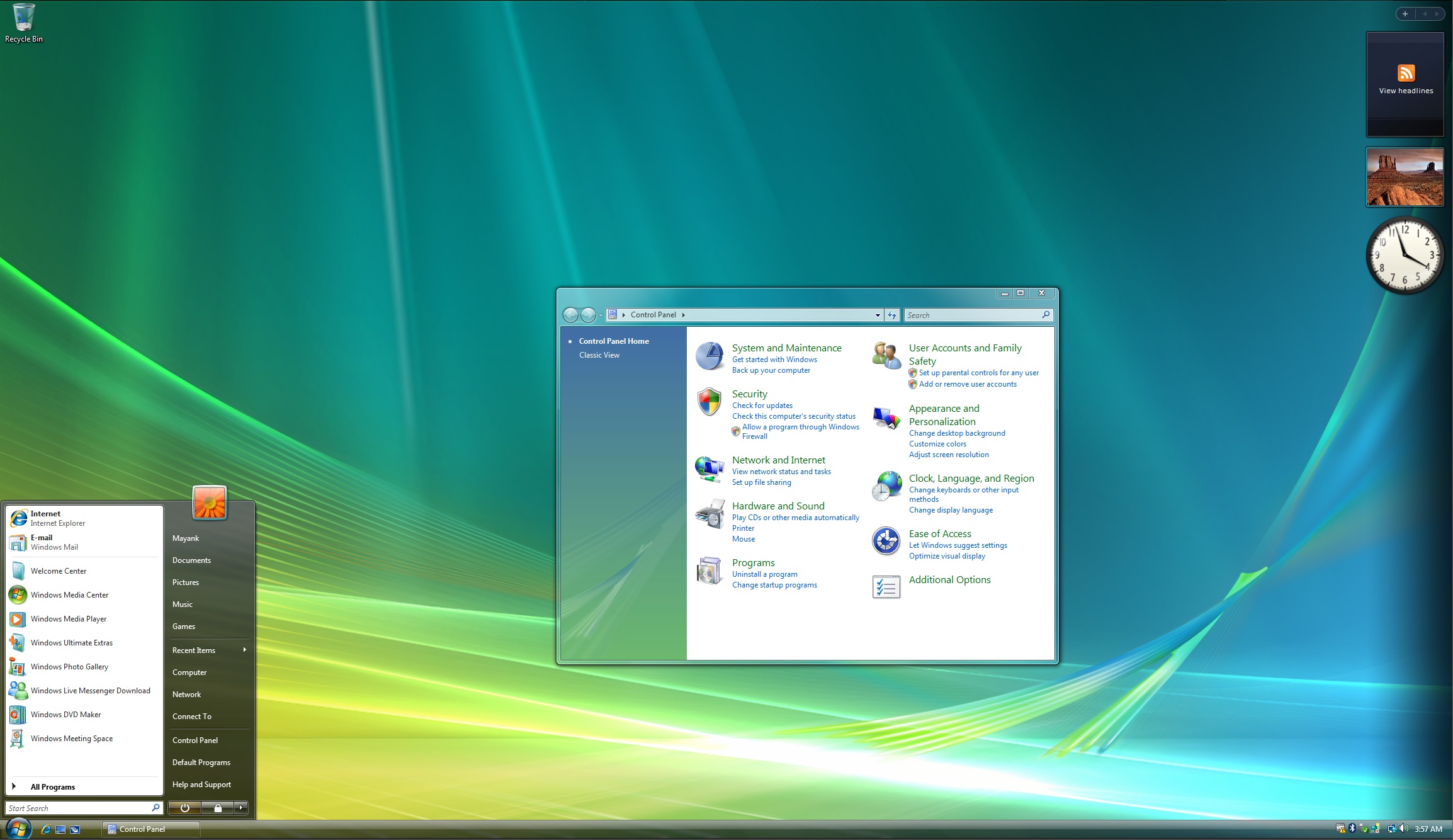 Windows Vista Aero Glass desktop
