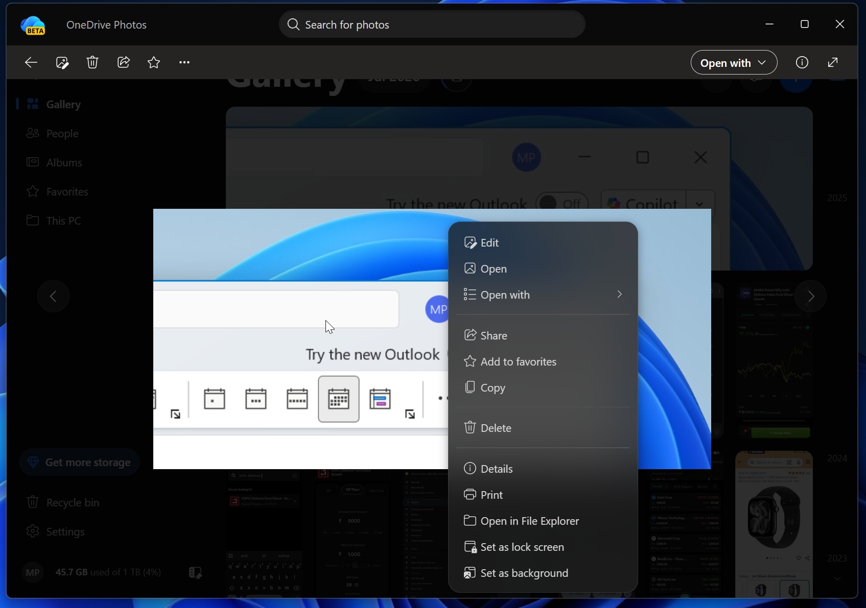 OneDrive Photos image editor