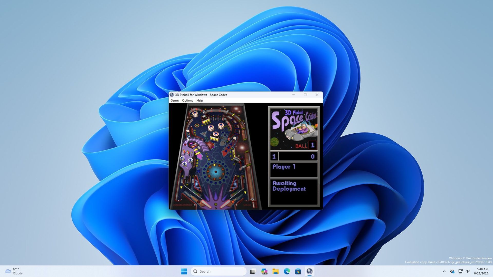 3D Pinball running in Windows 11
