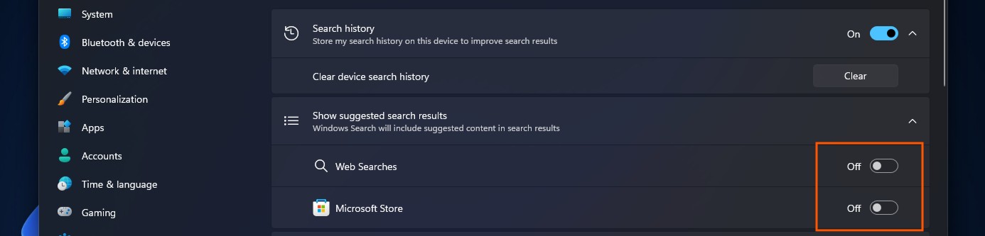 如何关闭 Windows 搜索中的 Bing 和 Store 结果