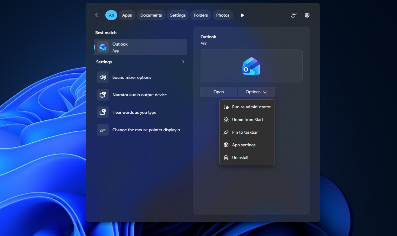Windows 11 中新的搜索界面