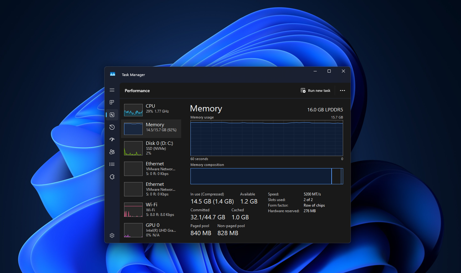 Windows 11 using all the RAM in a 16GB RAM PC