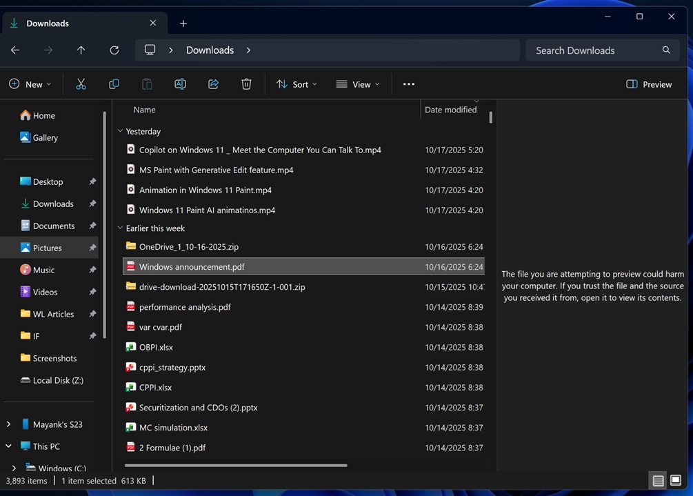 File Explorer preview pane error