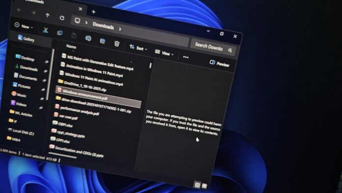 File Explorer preview blocked in Windows 11