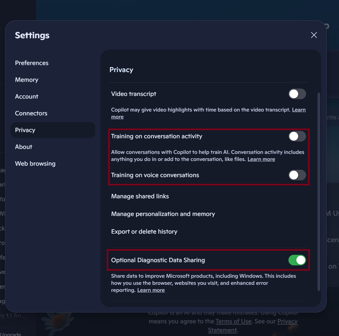 Copilot app data collection