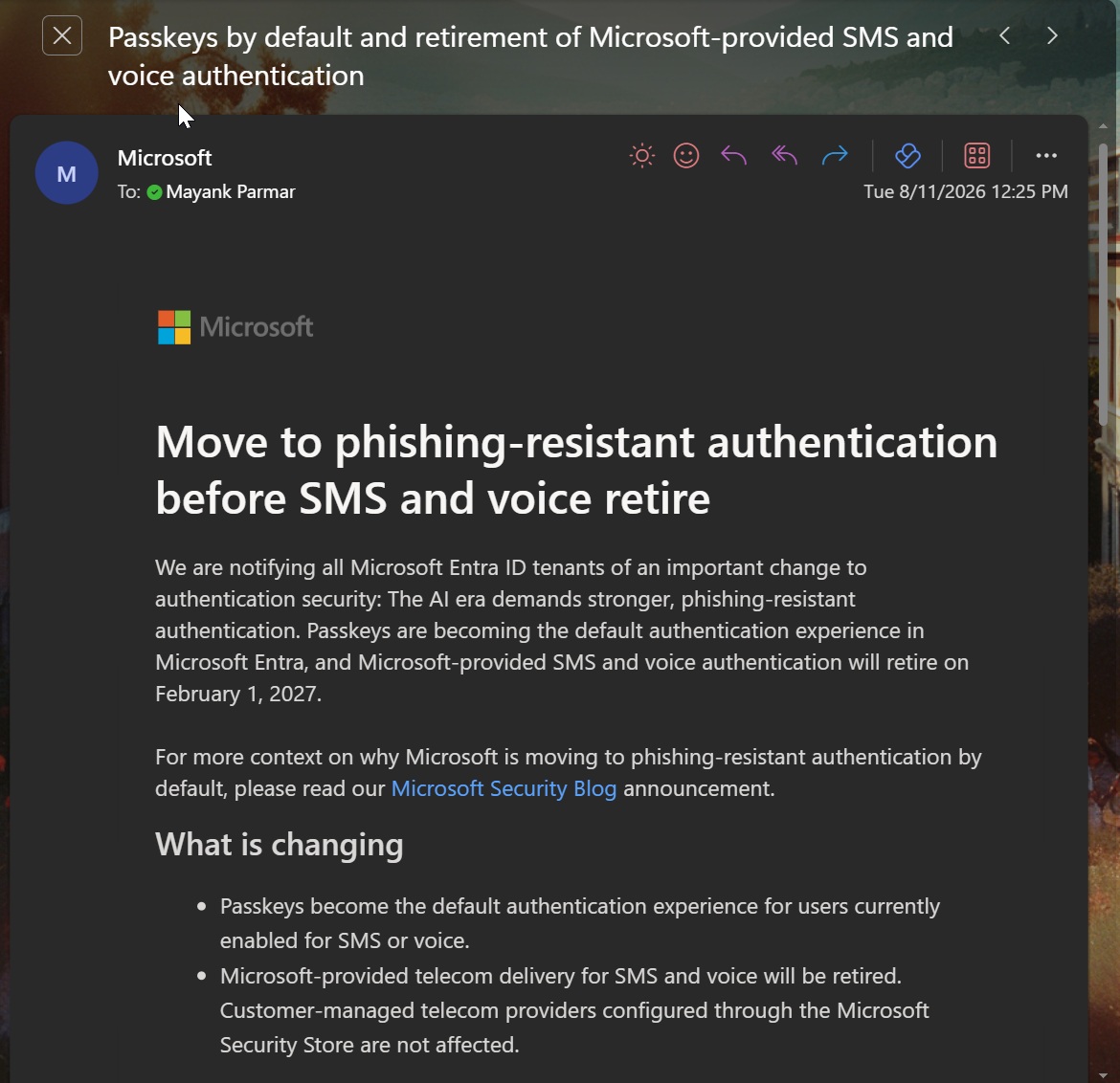 Microsoft email for Entra customers