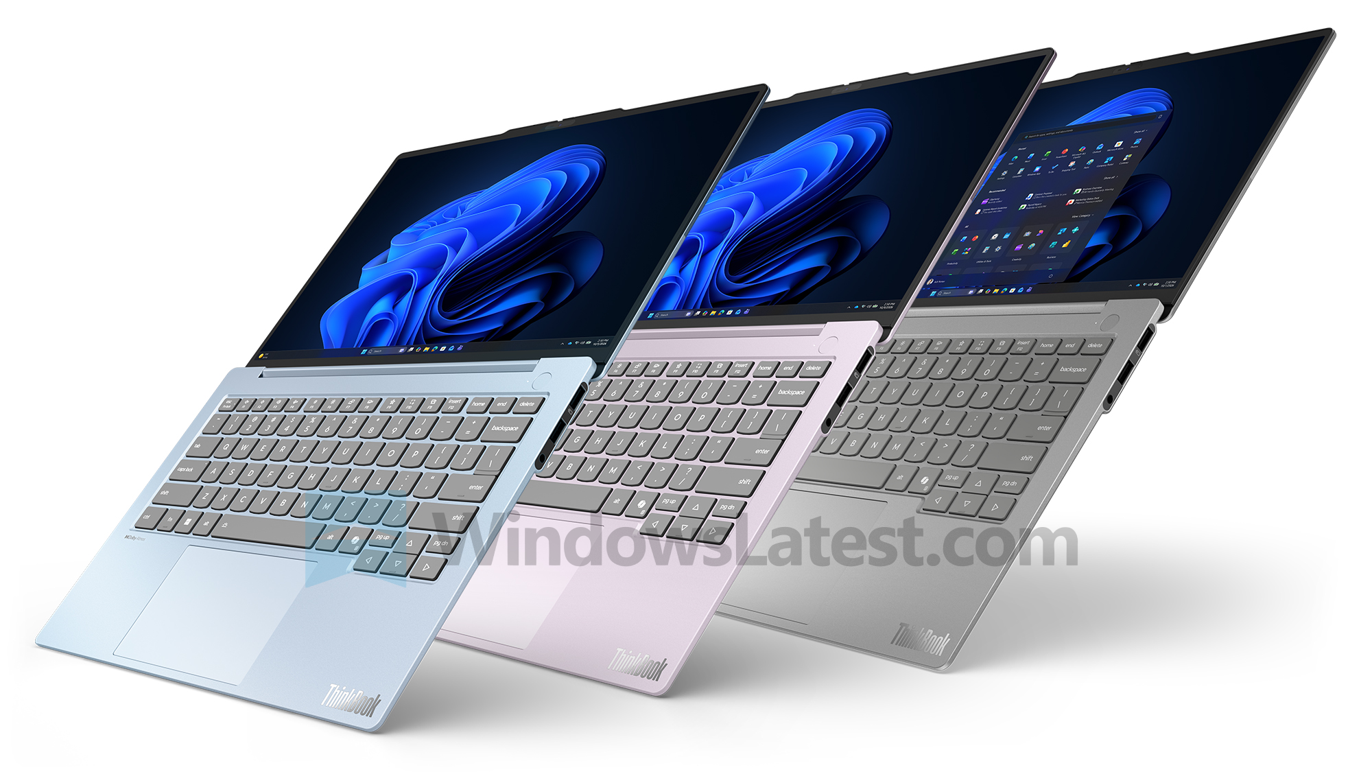 Lenovo ThinkBook 14x in three colors 180 degree open