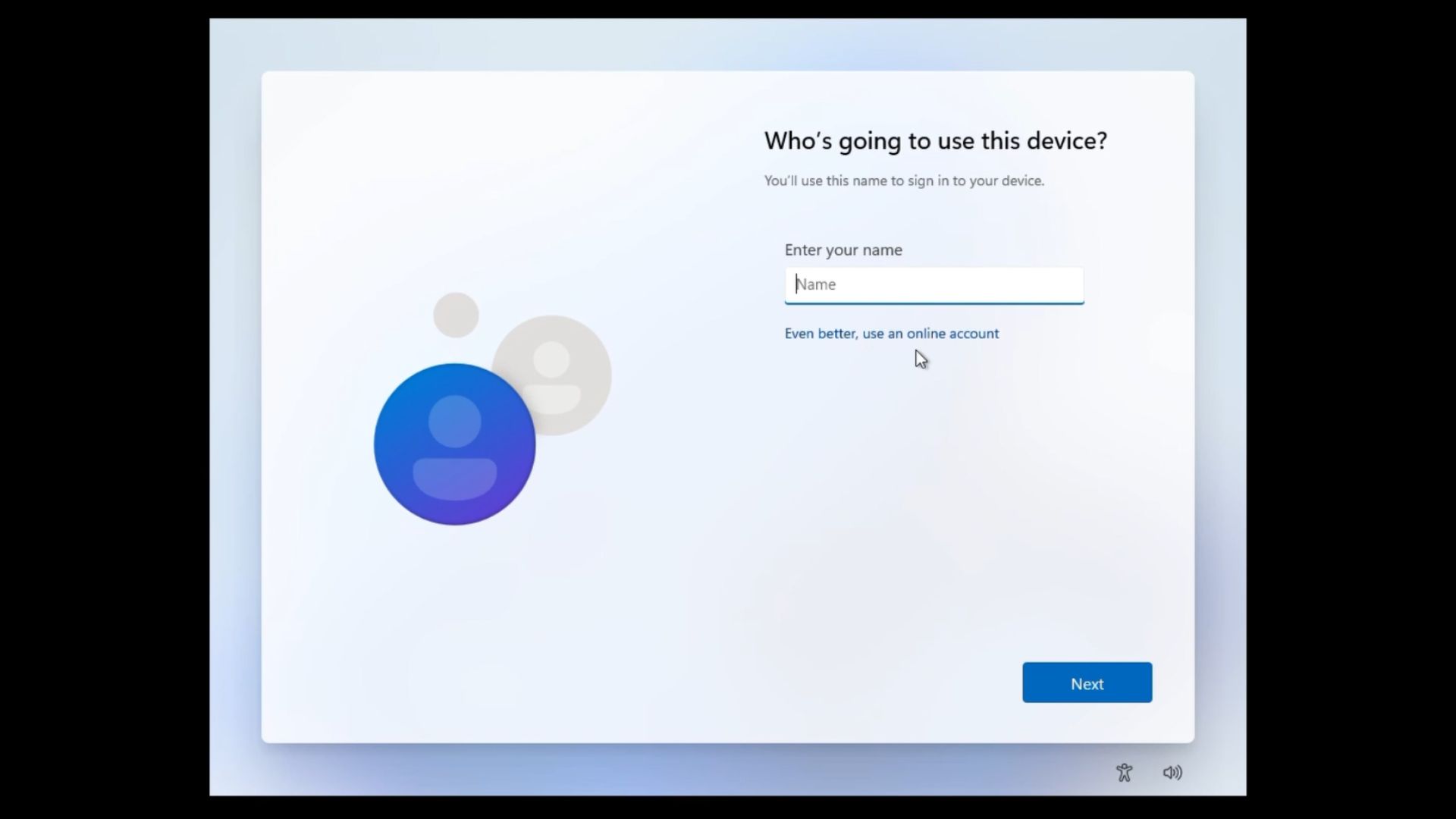 使用本地账户设置 Windows 11
