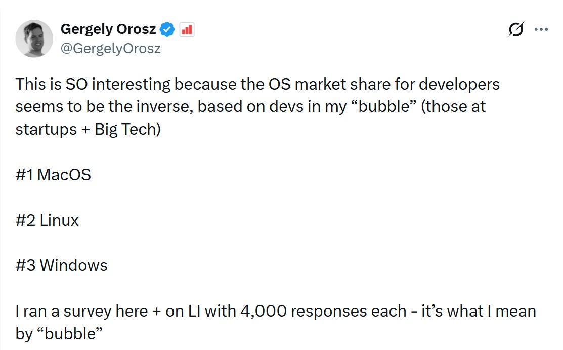 Gergely Orosz 谈操作系统市场份额