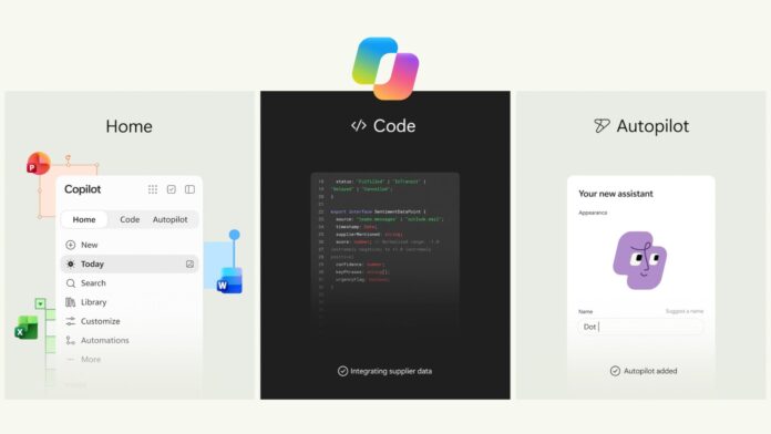 Microsoft称Copilot是面向工作的全新操作系统，集成Home、Code和Autopilot。