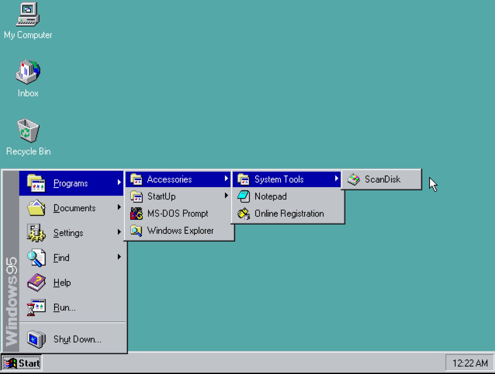 Windows 95开始菜单中的程序