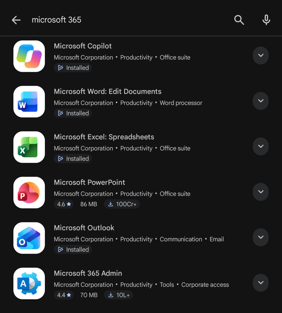 Play商店中的Microsoft 365如今只显示Copilot应用