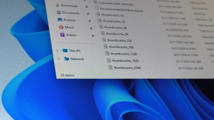 Windows 11 stores image previews in thumbcache database files inside the Explorer folder of your user profile