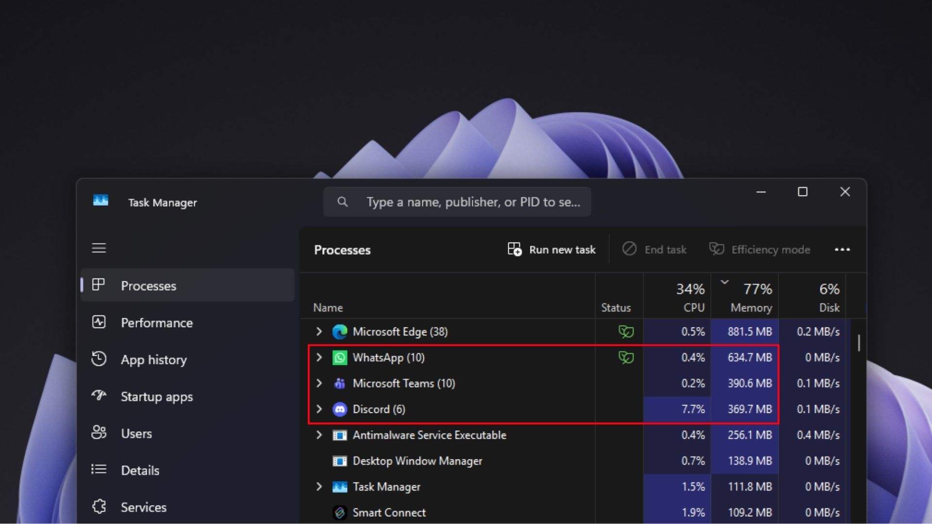 WhatsApp、Teams 和 Discord 闲置时合计占用 1.5GB 内存