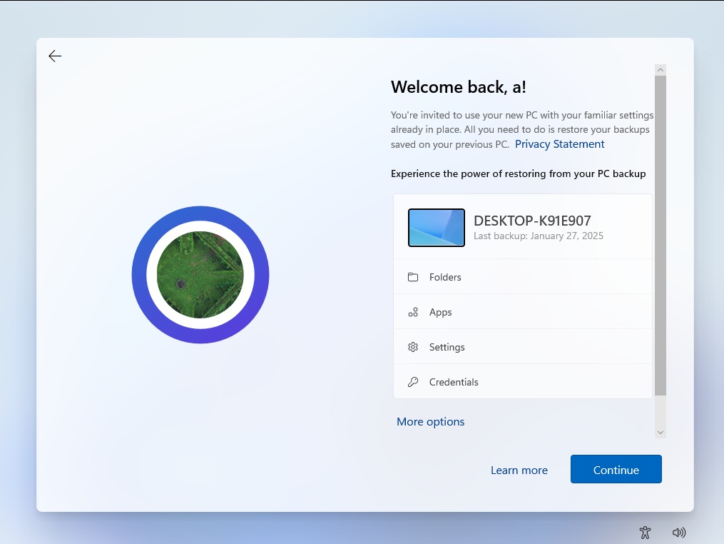 restoring WIndows 11 24H2 backup on 23h2