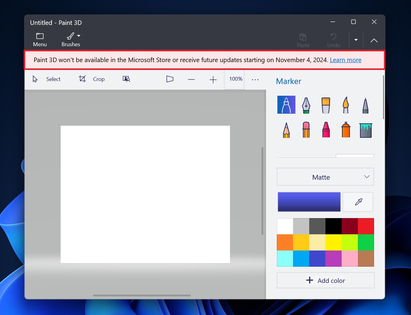 Windows 11 横幅上的 Paint 3D 退役日期