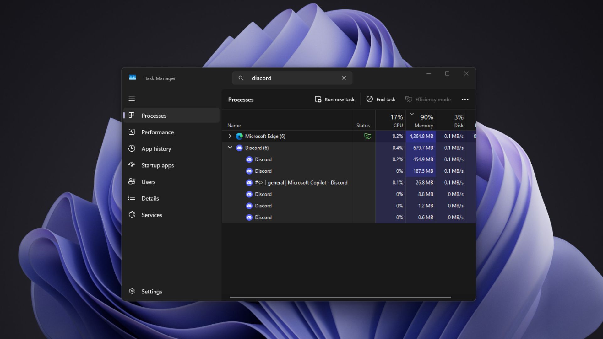Discord 空闲时的 RAM 占用