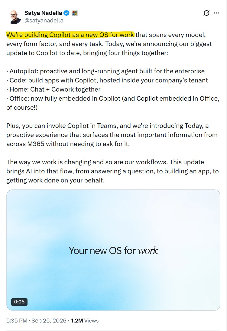 Microsoft CEO介绍全新的重大Copilot更新