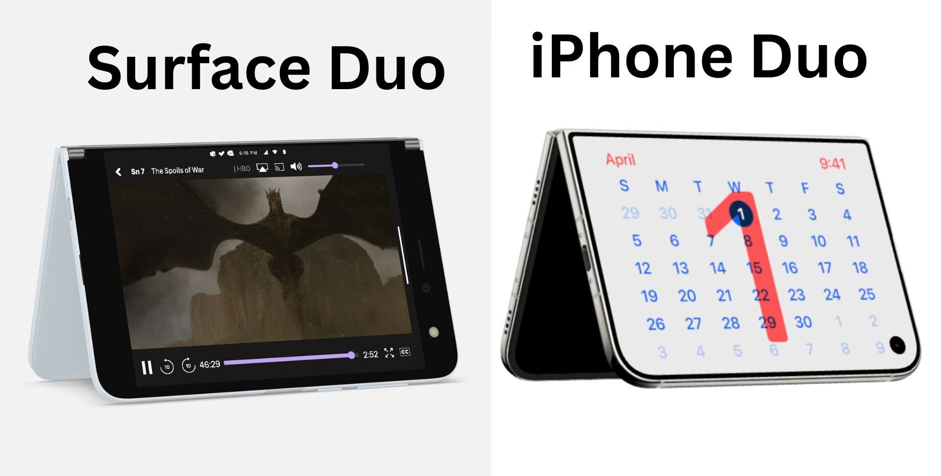 Surface Duo 对比 iPhone Duo