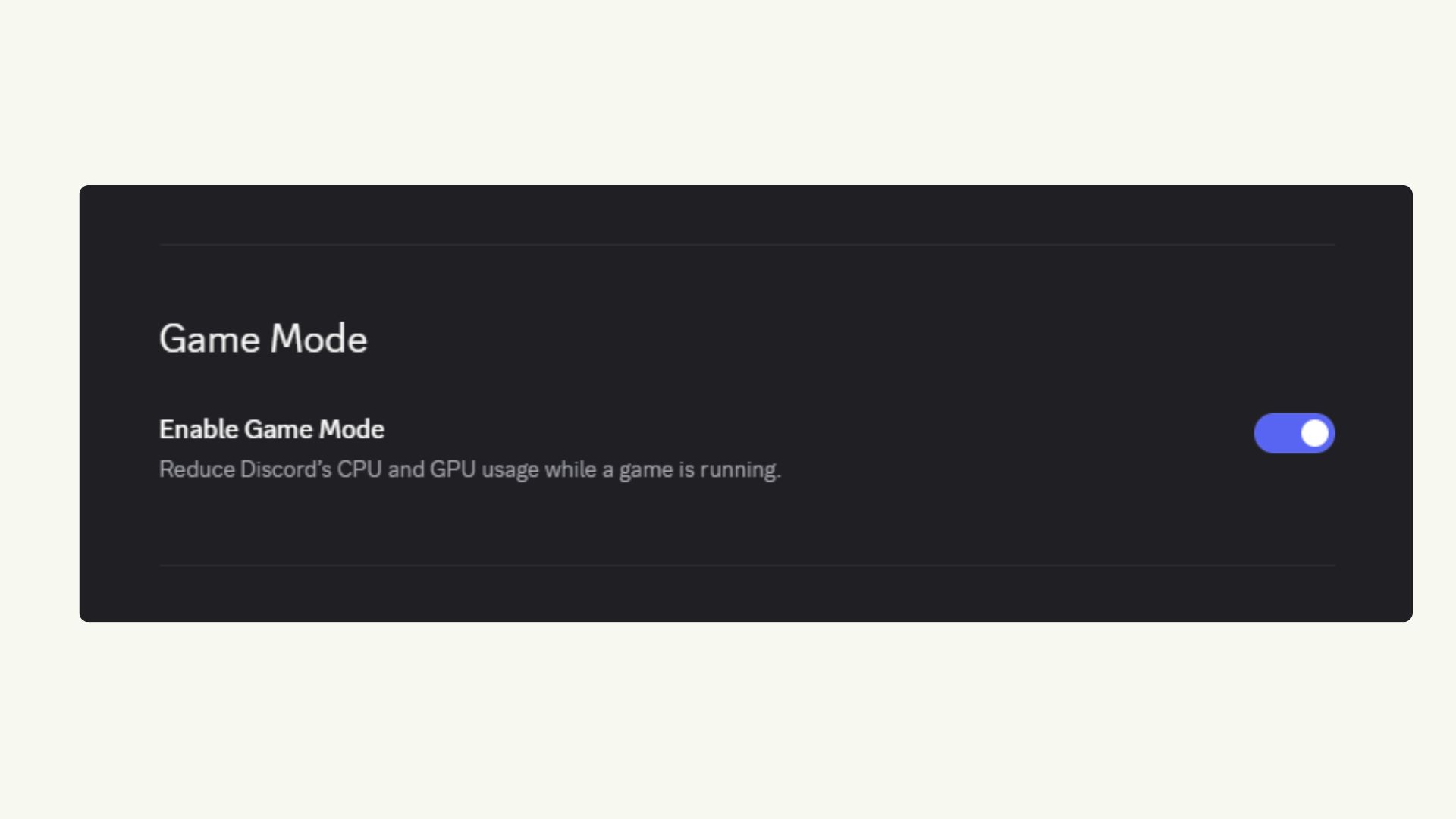Discord 即将推出的游戏模式开关