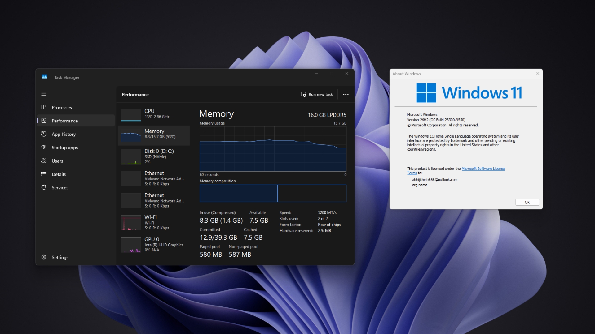 安装 26H2 更新后，Windows 11 的内存占用降低
