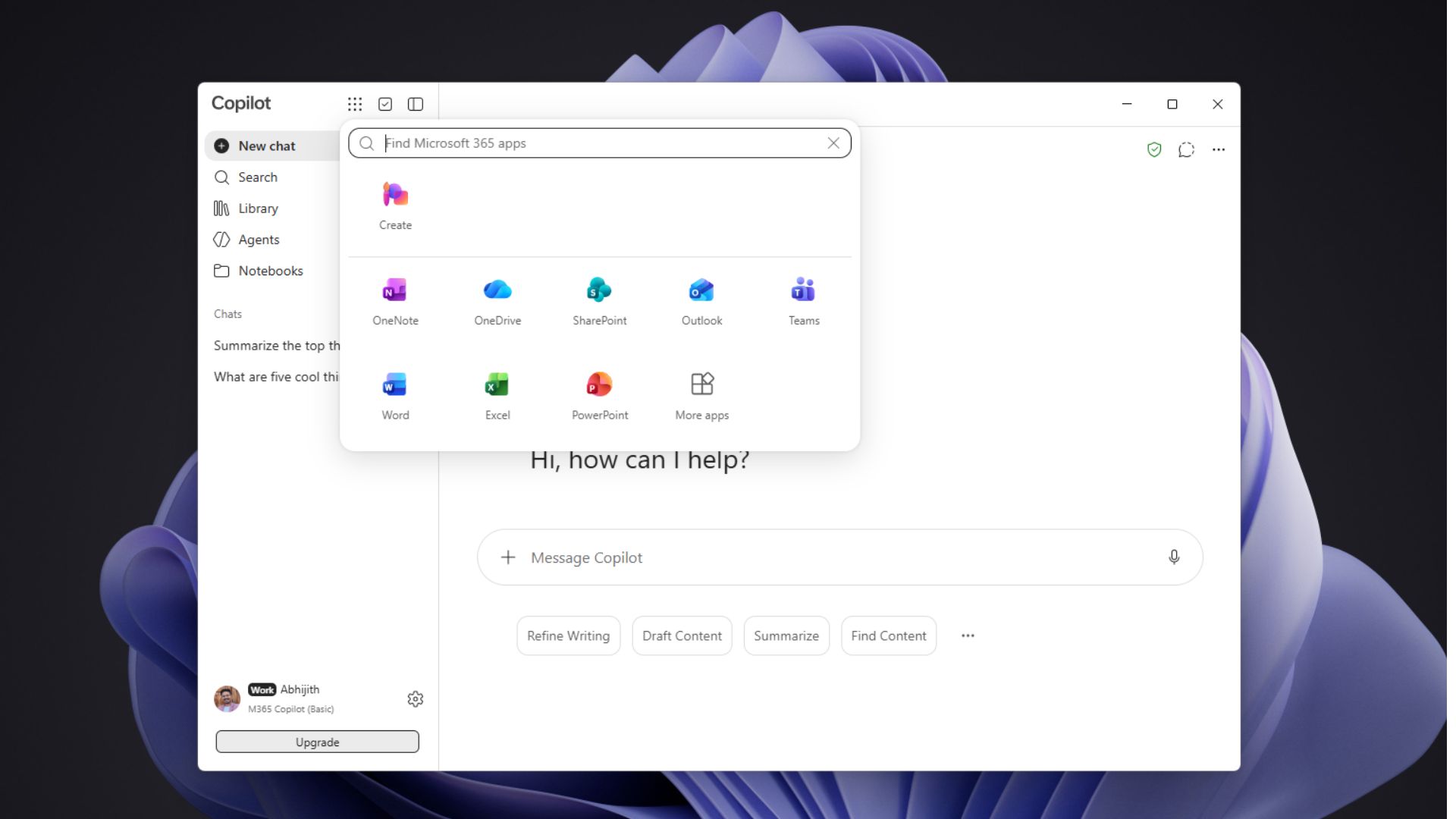 取代 Microsoft 365 Copilot 的 Copilot 应用